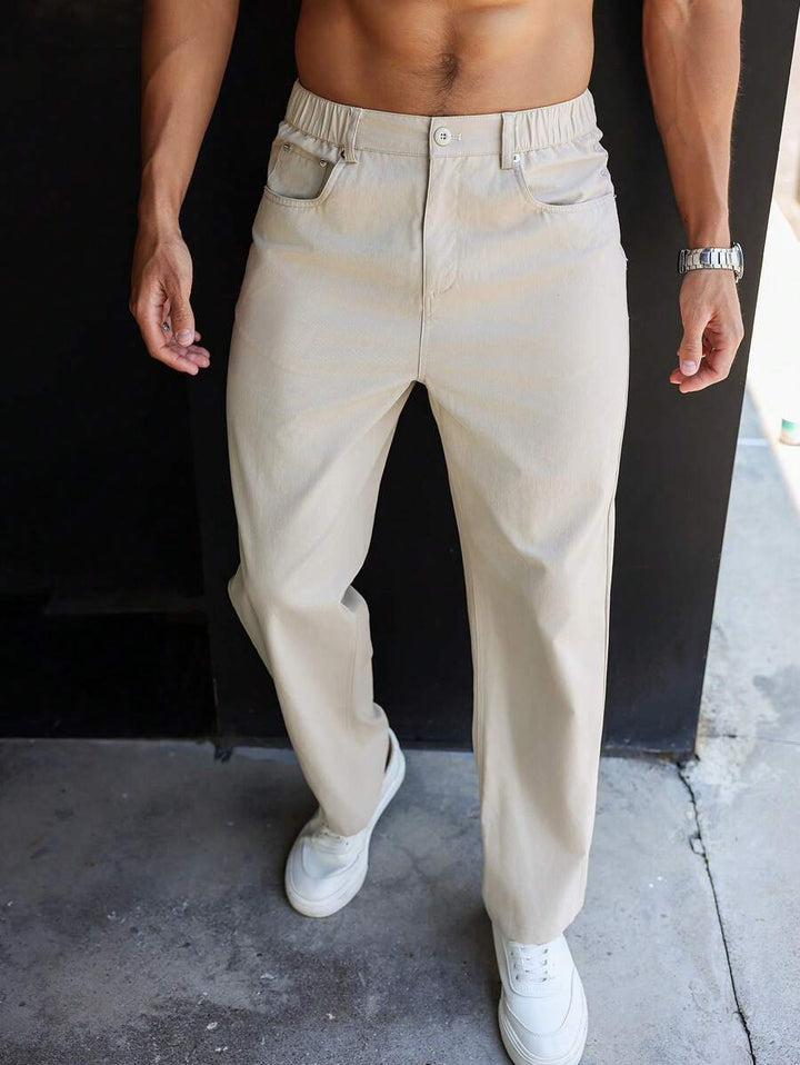 Men's Plain Straight Legged Khaki Pants