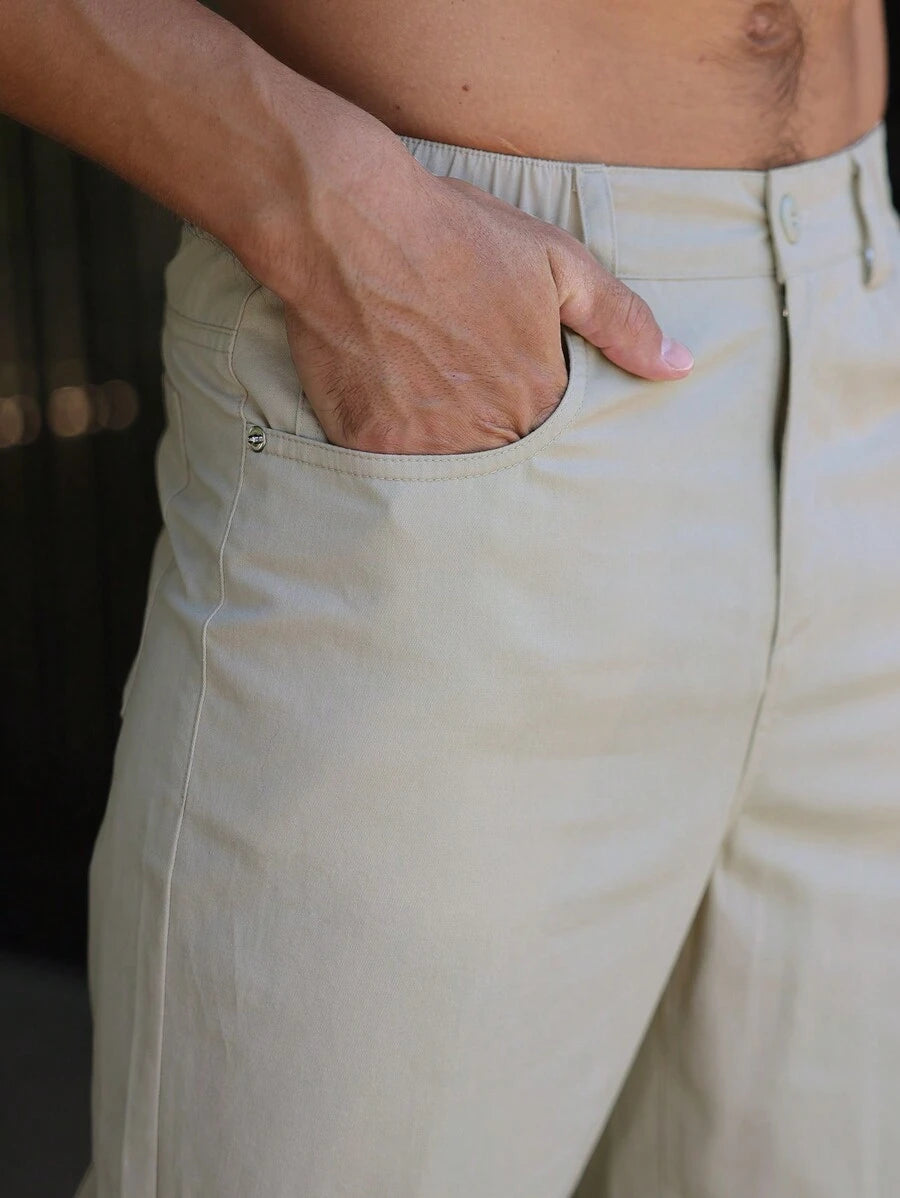 Men's Plain Straight Legged Khaki Pants