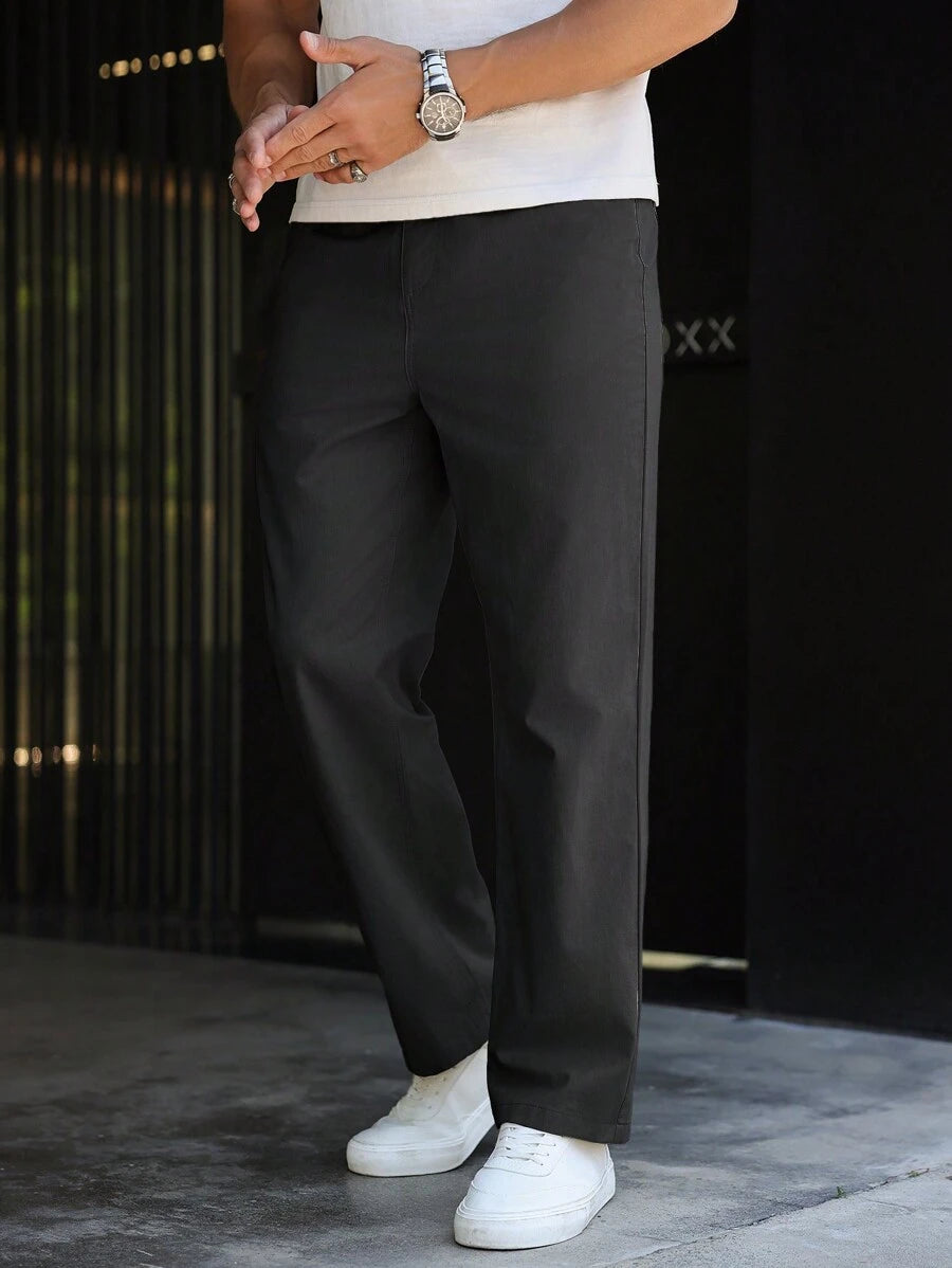 Men's Plain Straight Legged Khaki Pants