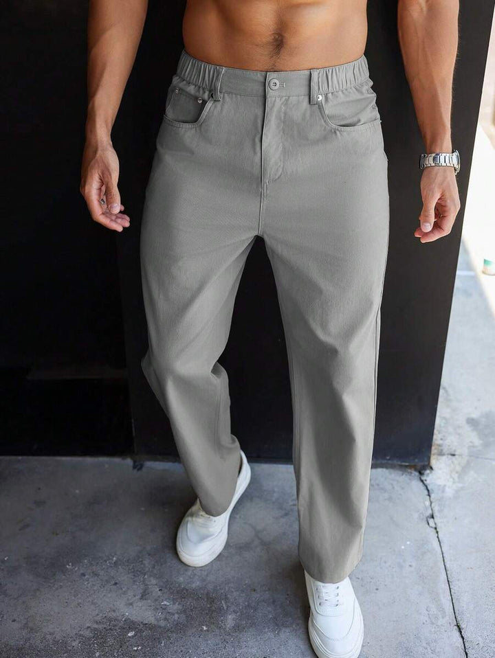 Men's Plain Straight Legged Khaki Pants