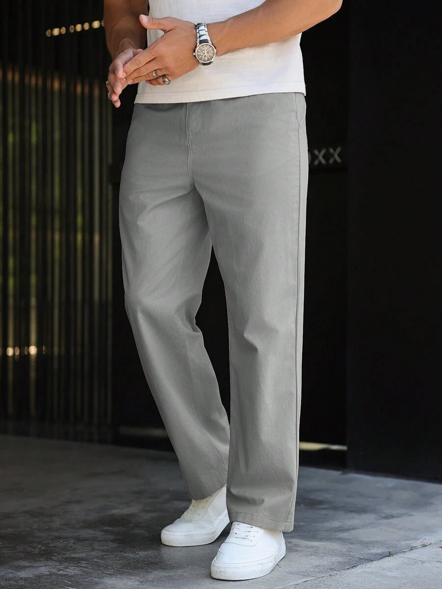 Men's Plain Straight Legged Khaki Pants