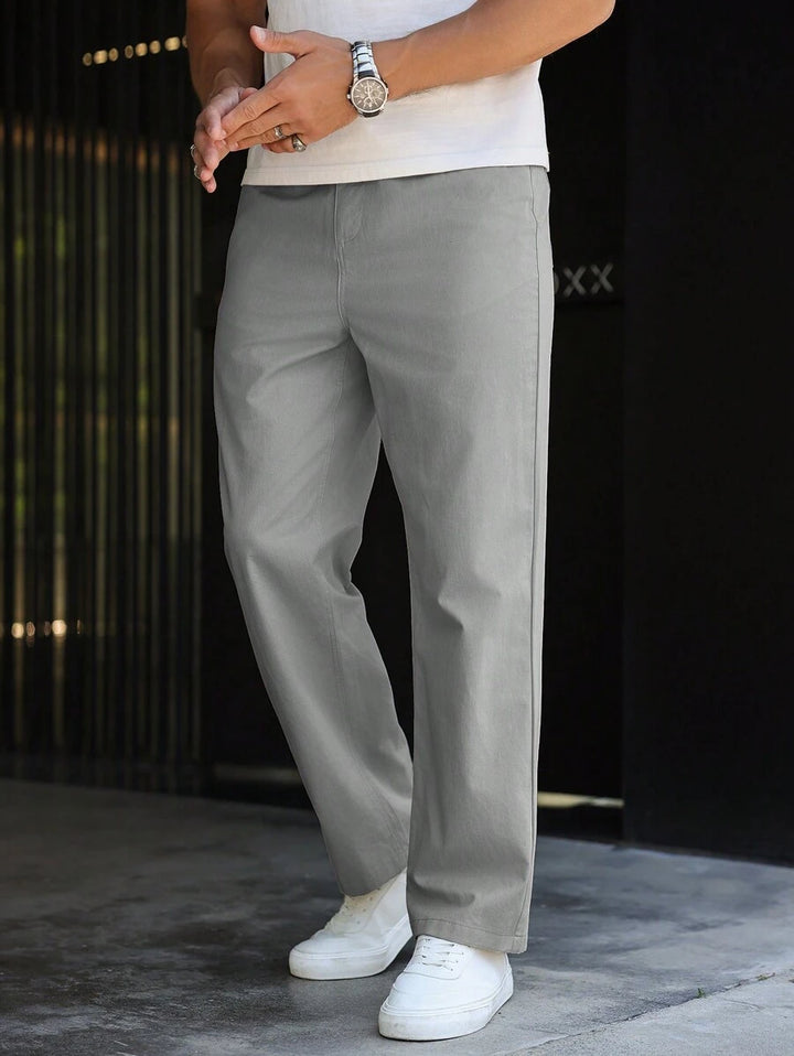 Men's Plain Straight Legged Khaki Pants