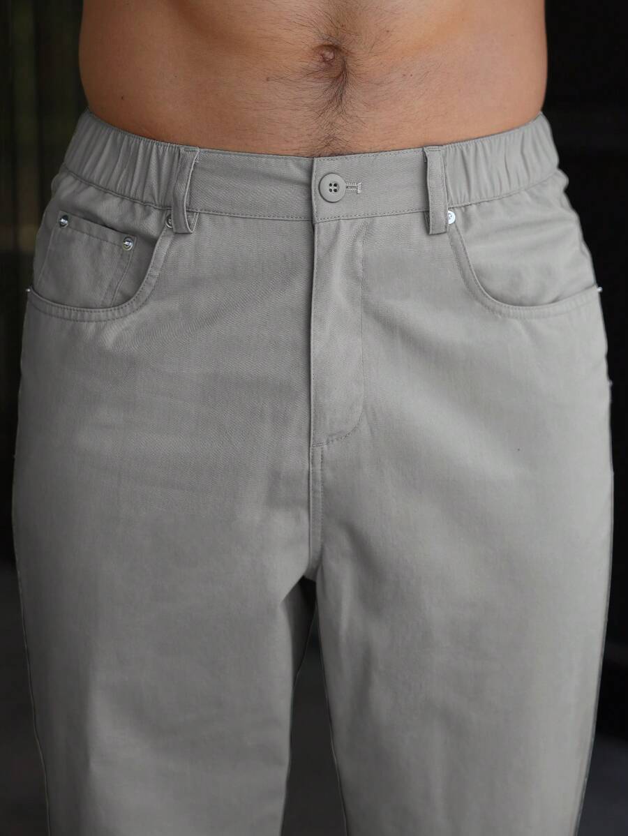 Men's Plain Straight Legged Khaki Pants