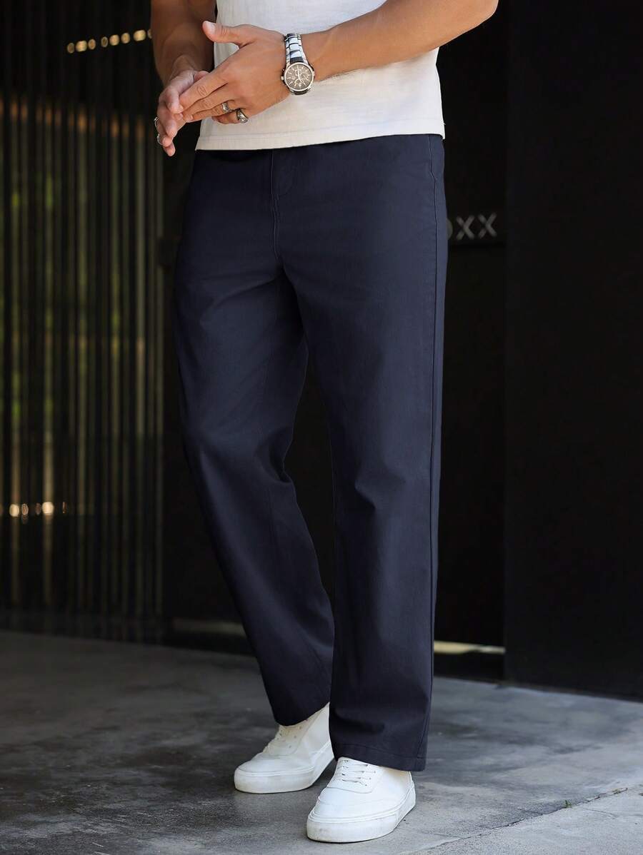 Men's Plain Straight Legged Khaki Pants