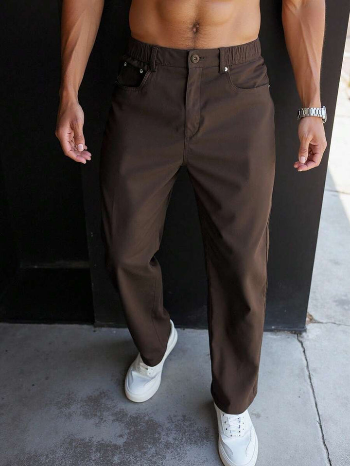 Men's Plain Straight Legged Khaki Pants