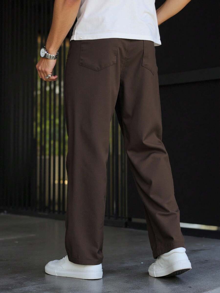 Men's Plain Straight Legged Khaki Pants