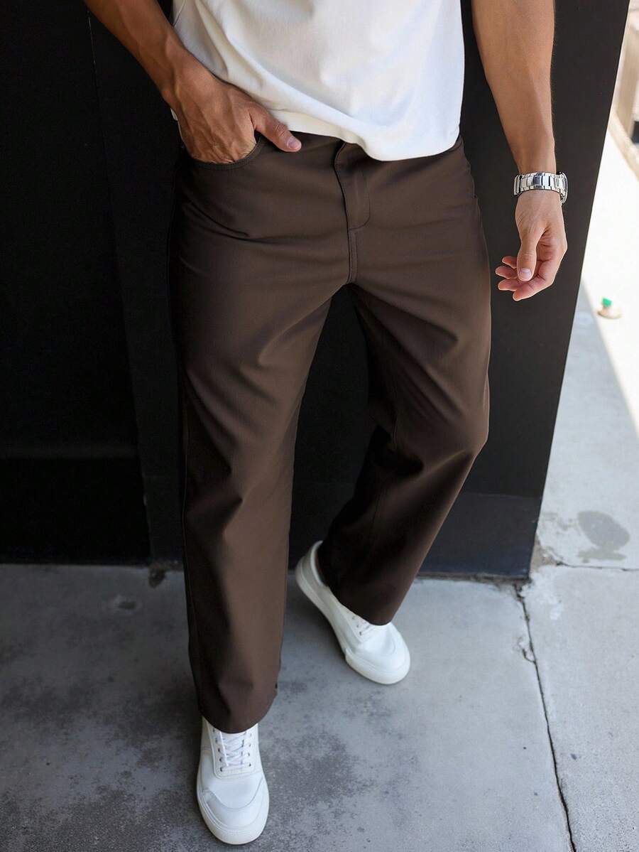 Men's Plain Straight Legged Khaki Pants