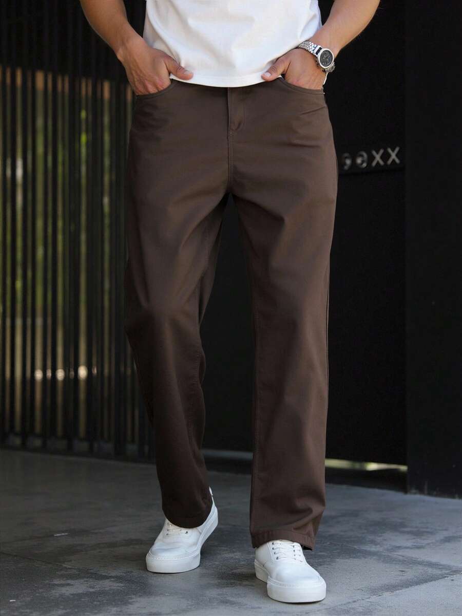 Men's Plain Straight Legged Khaki Pants