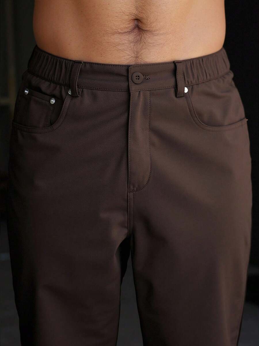 Men's Plain Straight Legged Khaki Pants