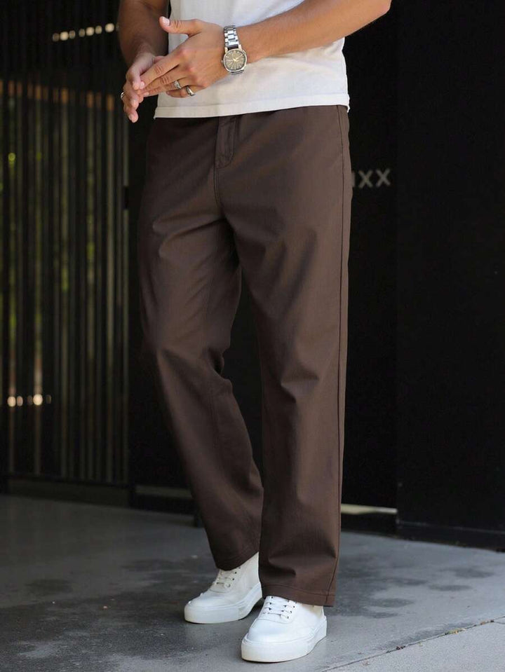 Men's Plain Straight Legged Khaki Pants