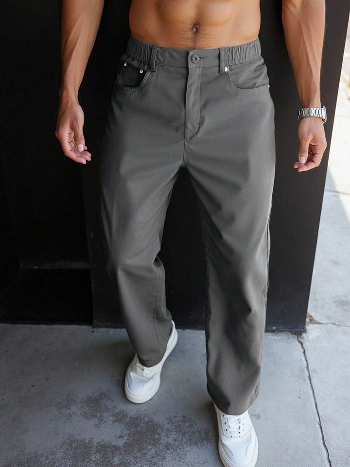 Men's Plain Straight Legged Khaki Pants
