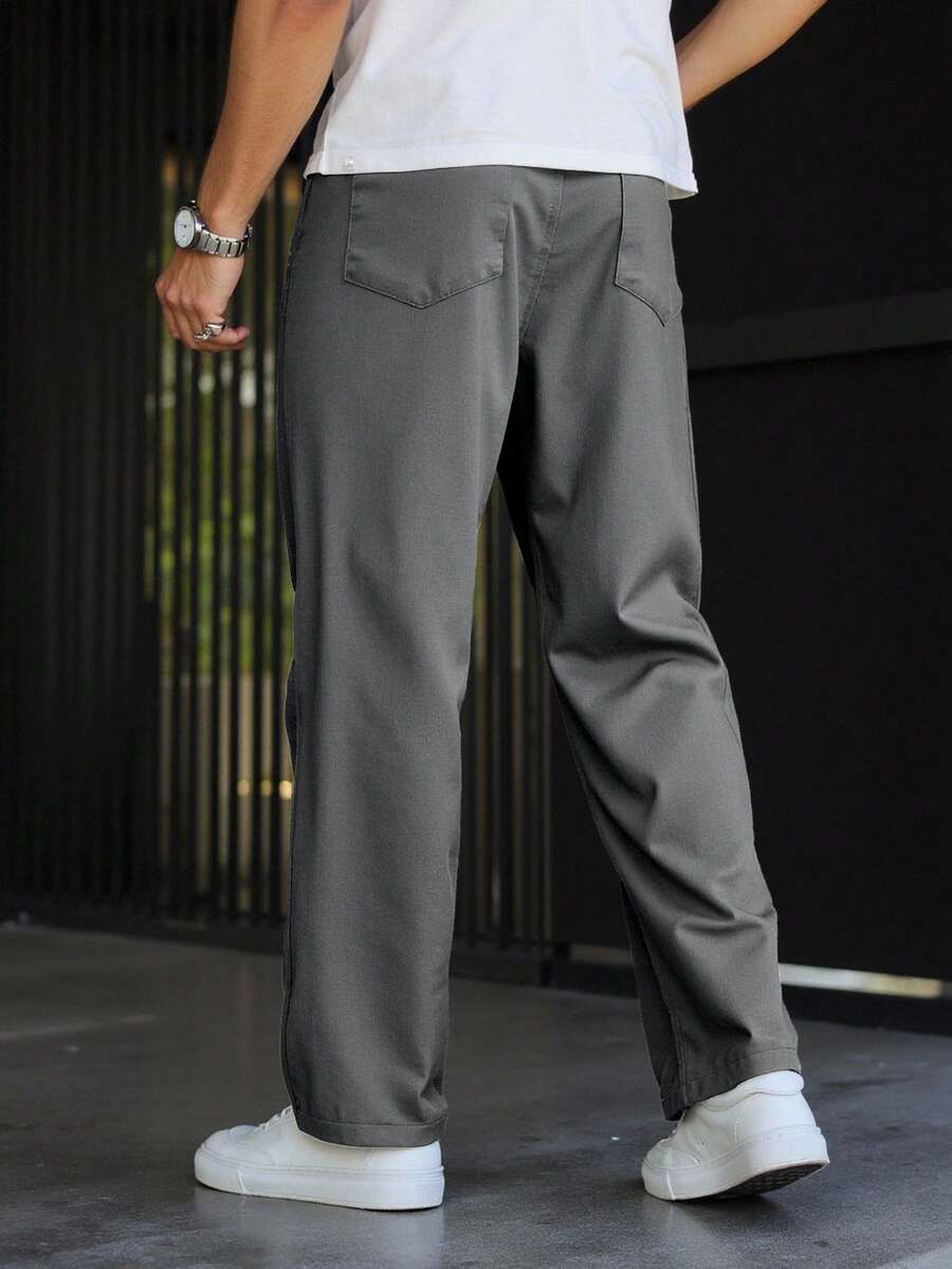 Men's Plain Straight Legged Khaki Pants