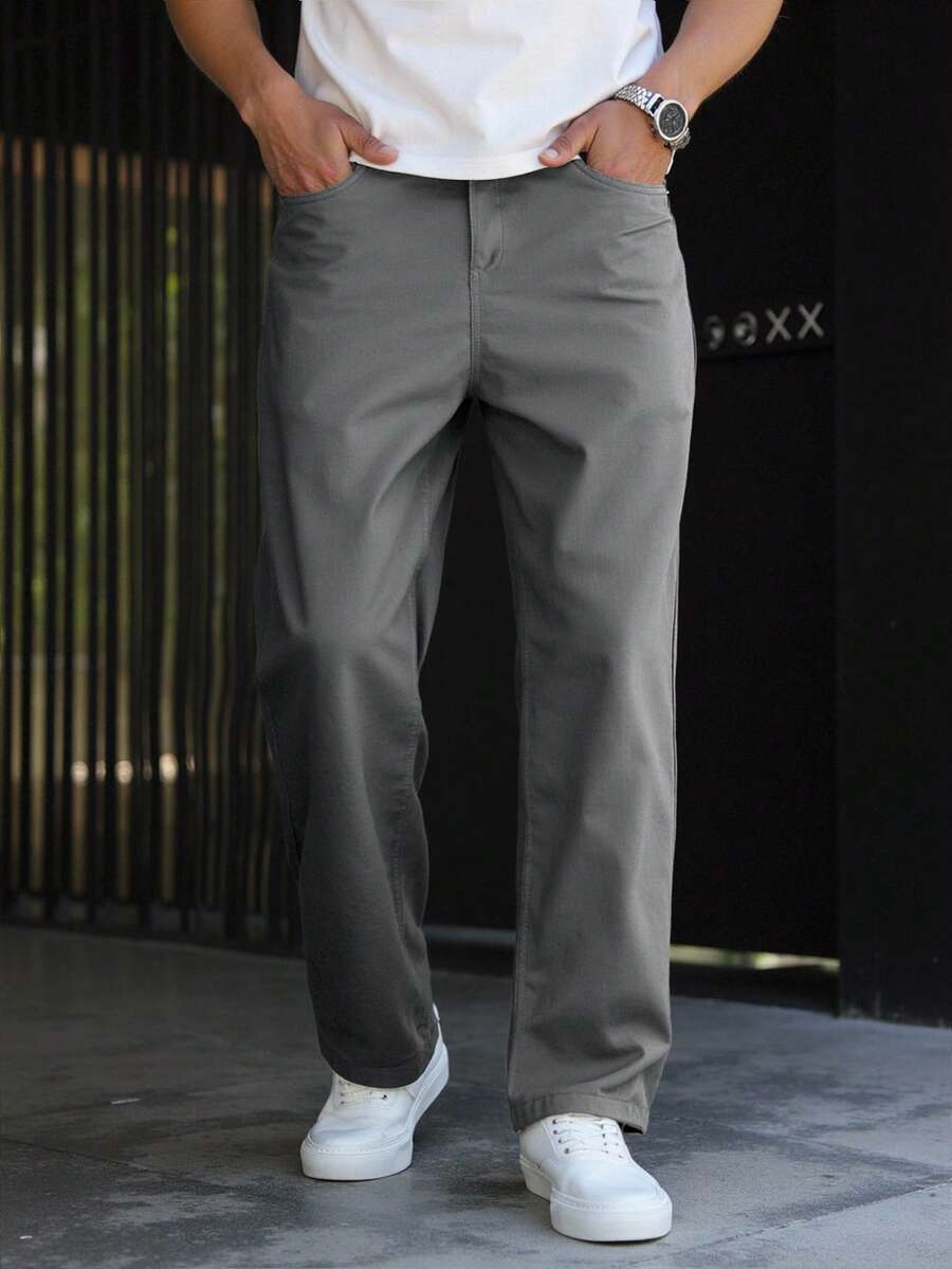 Men's Plain Straight Legged Khaki Pants