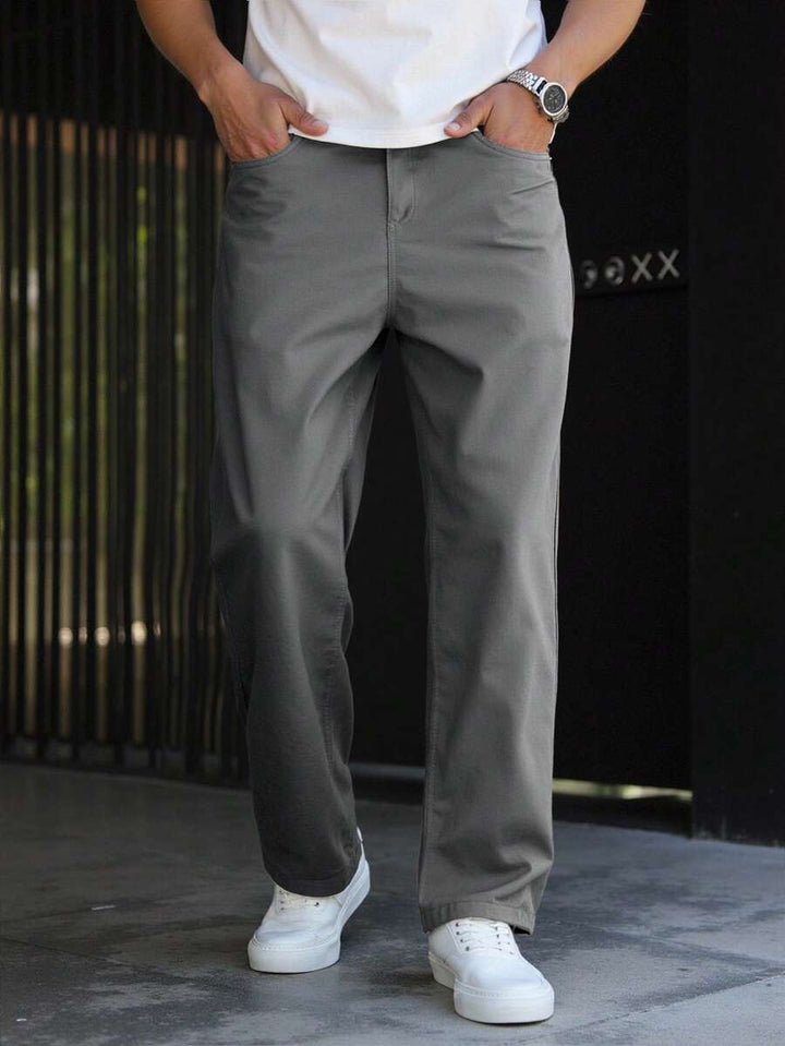 Men's Plain Straight Legged Khaki Pants