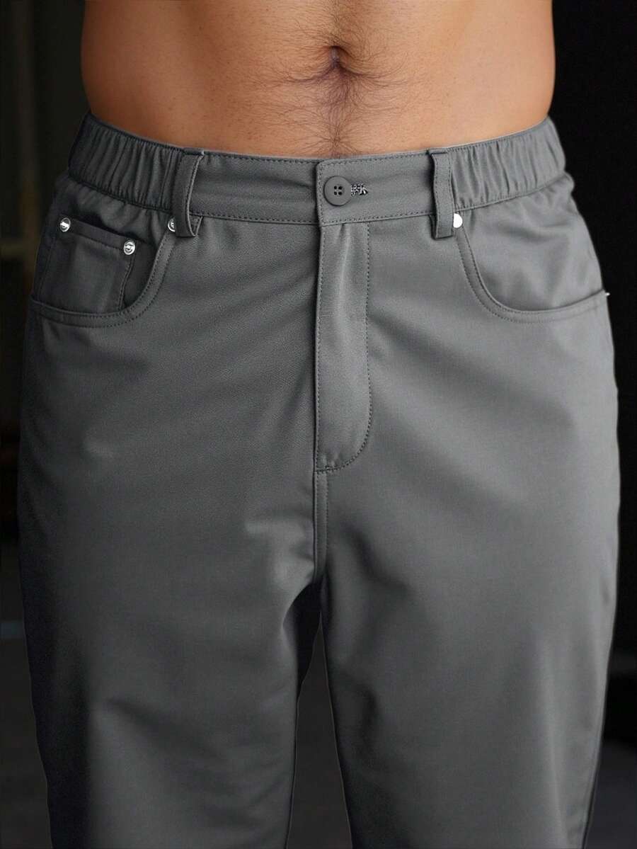 Men's Plain Straight Legged Khaki Pants