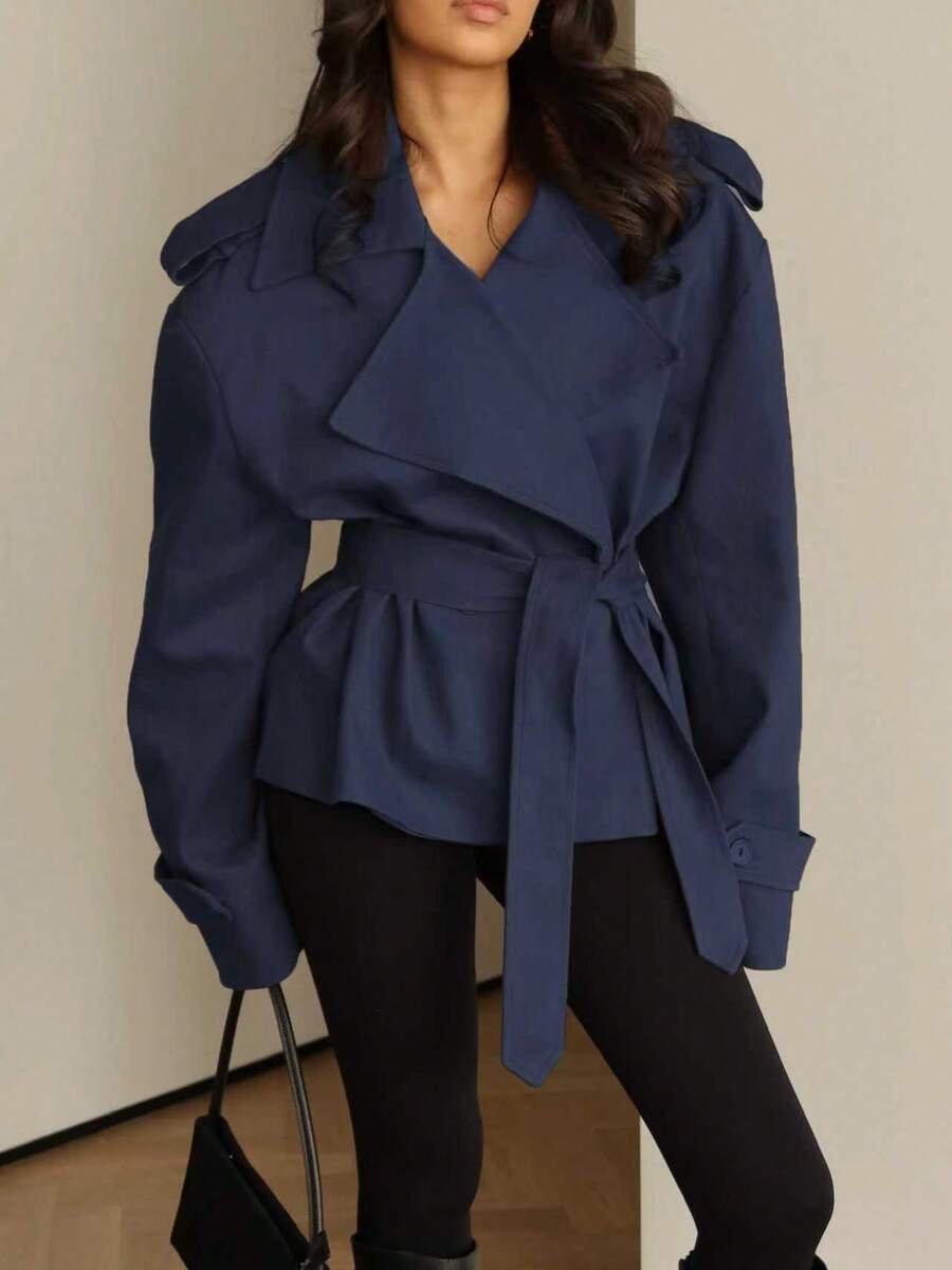 Women's Navy Blue Lace Up Windbreaker