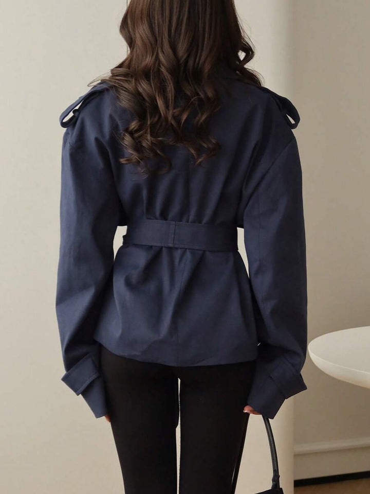 Women's Navy Blue Lace Up Windbreaker