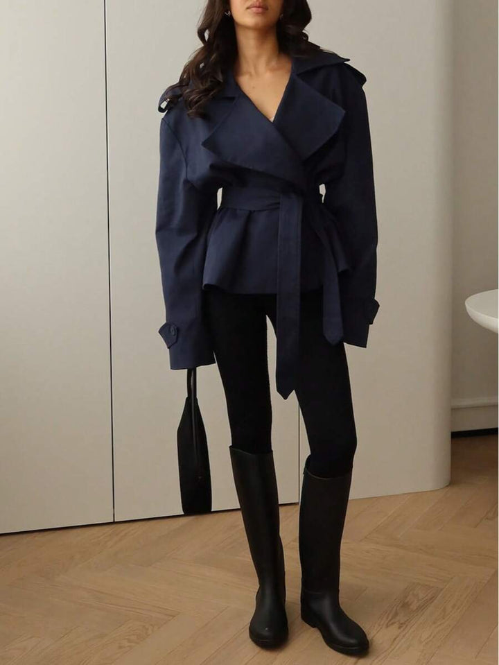 Women's Navy Blue Lace Up Windbreaker