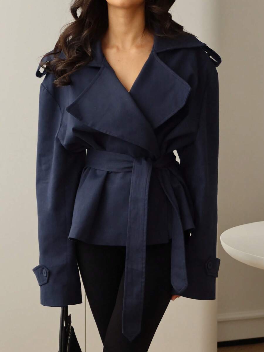 Women's Navy Blue Lace Up Windbreaker