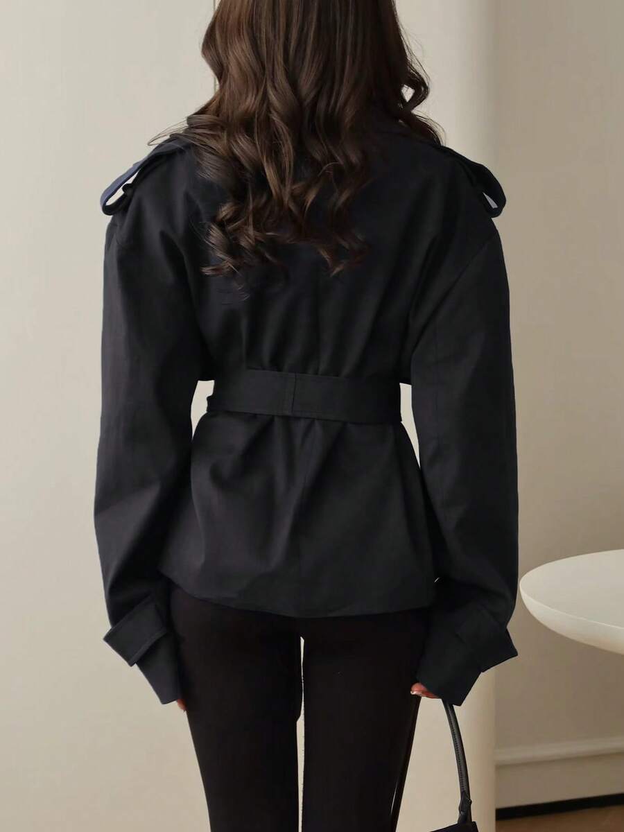 Women's Navy Blue Lace Up Windbreaker