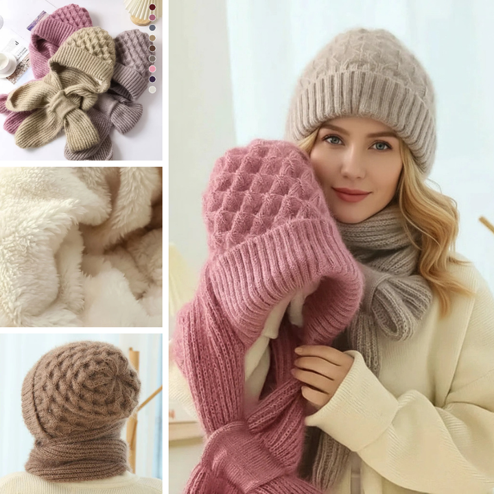 Esther | Windproof Hat and Scarf with Fleece Lining