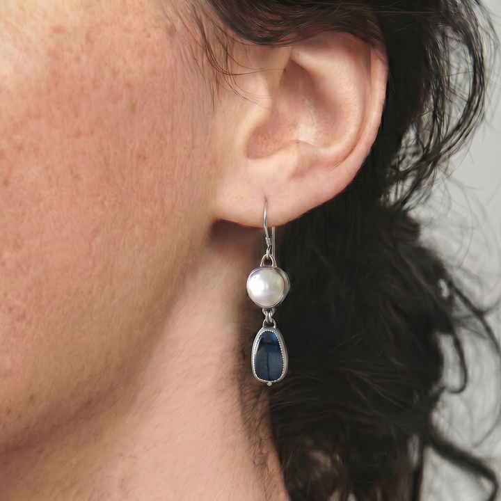Graceful Blue Pearl Earrings