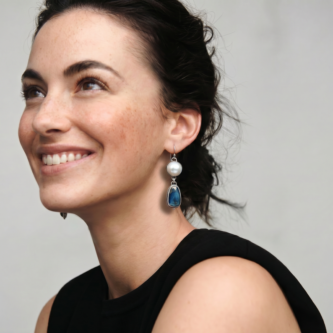 Graceful Blue Pearl Earrings