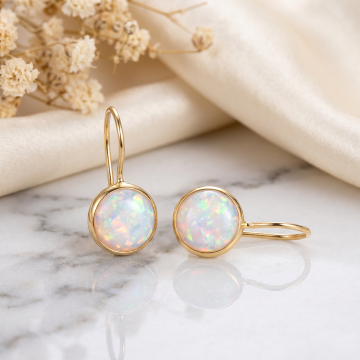 White Opal Vintage Earrings