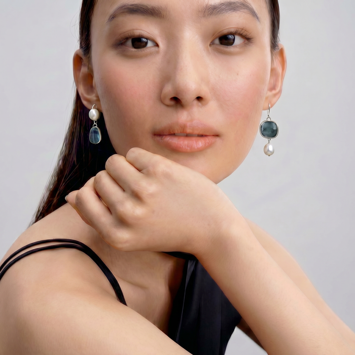Graceful Blue Pearl Earrings