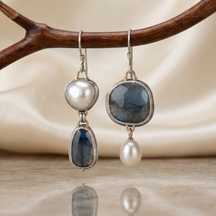 Graceful Blue Pearl Earrings
