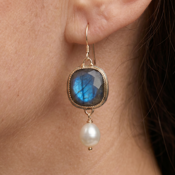 Graceful Blue Pearl Earrings