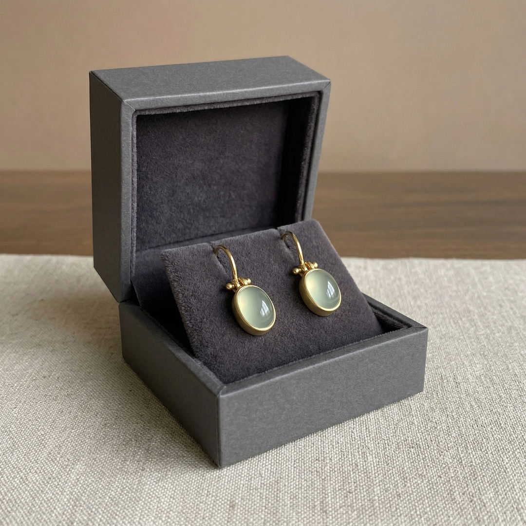 Vintage Green Moonstone Earrings