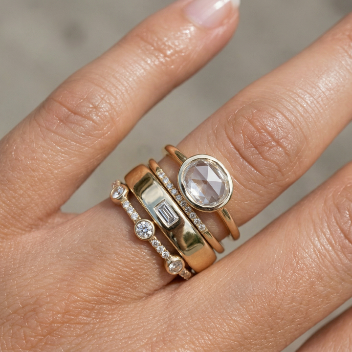 Lily - Vintage Gold & Zirconia Ring Set