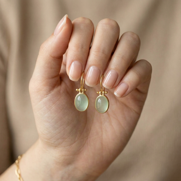Vintage Green Moonstone Earrings
