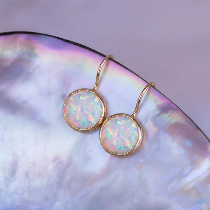 White Opal Vintage Earrings