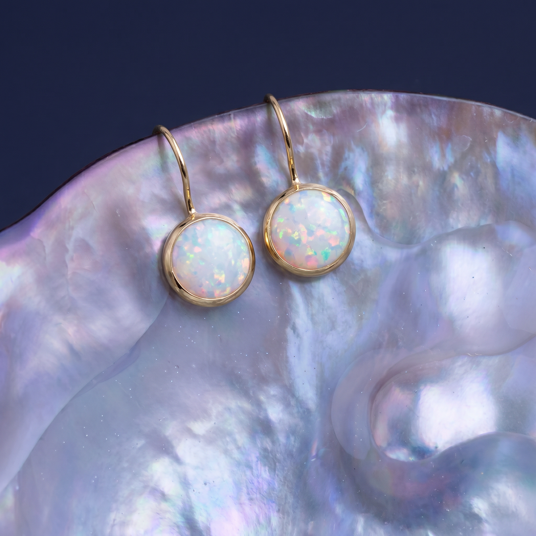 White Opal Vintage Earrings