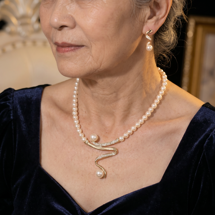 Elegant Natural Pearl Necklace Set