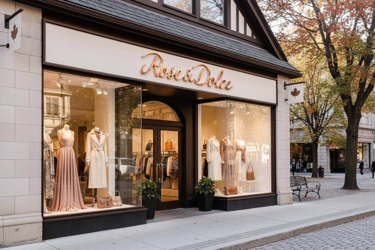 make a canadian shop named Rose&Dolce that sells women clothing in canada make it ultra realistic