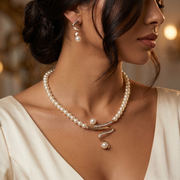 Elegant Natural Pearl Necklace Set