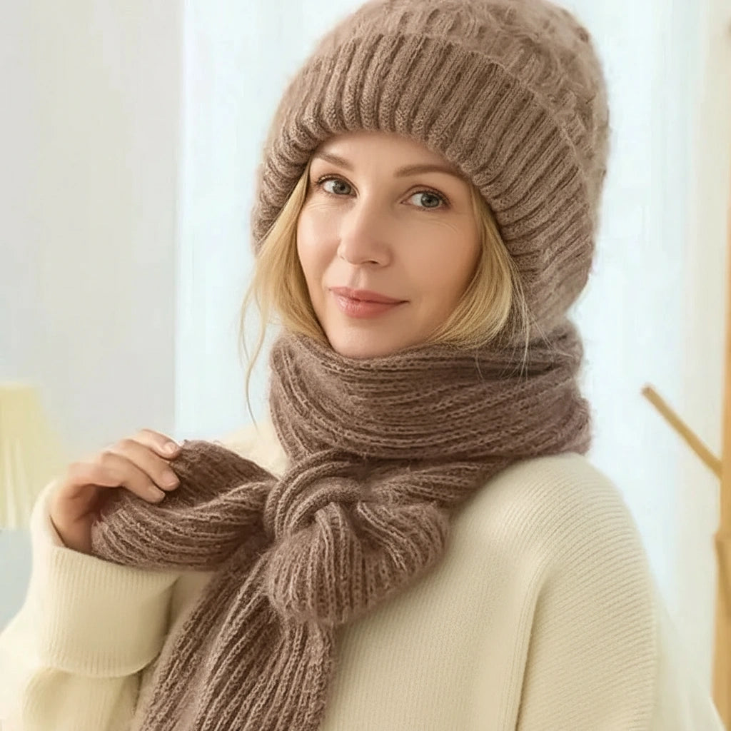 Esther | Windproof Hat and Scarf with Fleece Lining